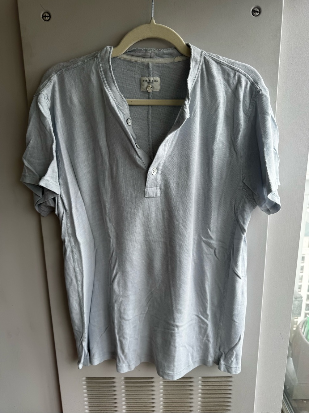 Rag & Bone Light Blue Gray Short Sleeve Henley Size M